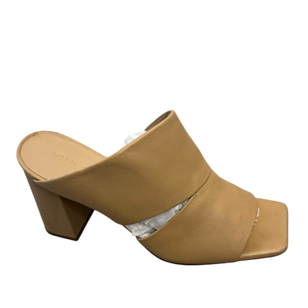 Vince Nude Leather Block Heel Mules